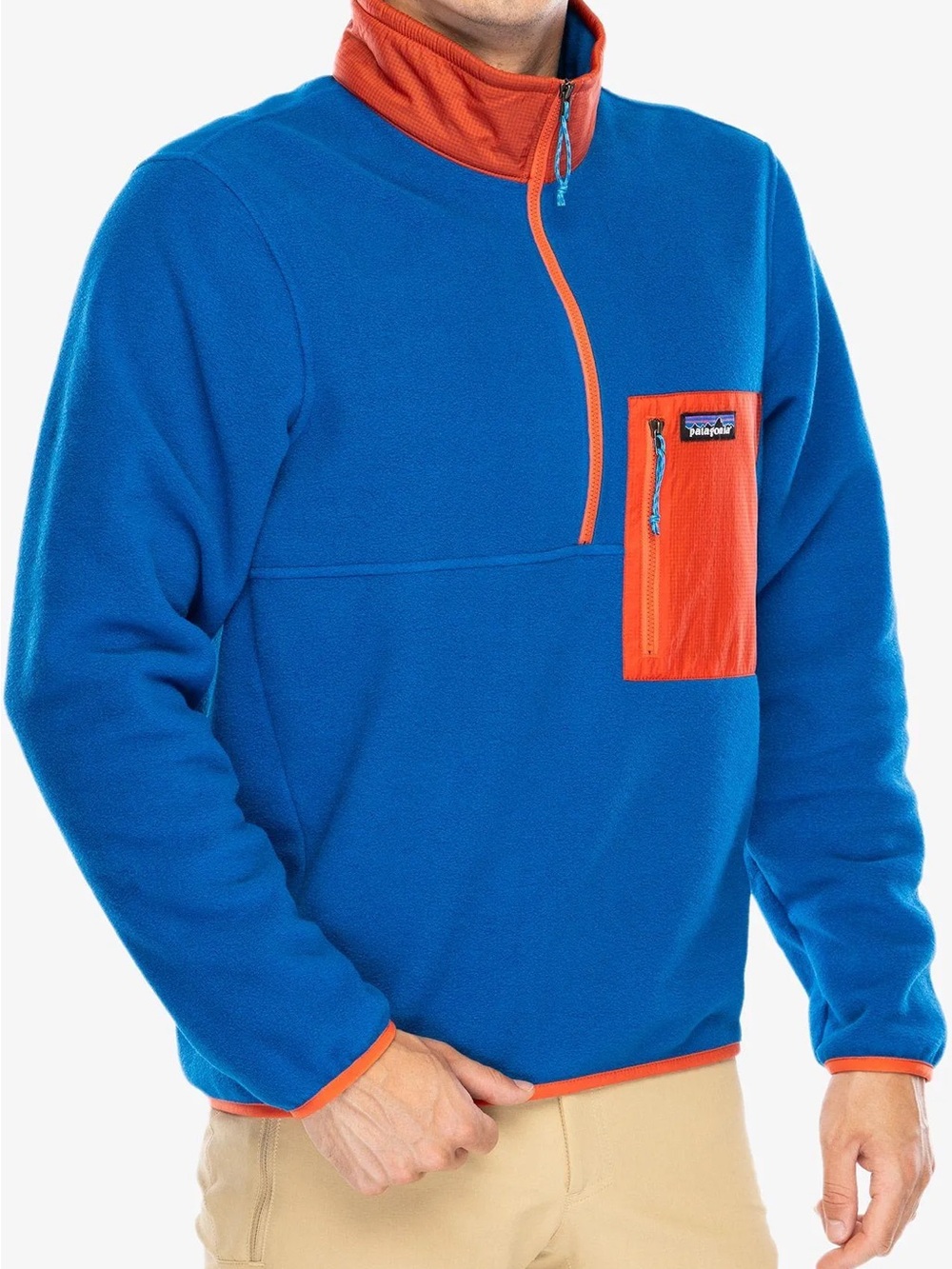 Patagonia Microdini Half-Zip Pullover Endless Blue Orange Fleece Long Sleeve